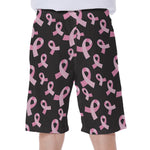 Pink Breast Cancer Ribbon Pattern Print Men's Beach Shorts