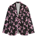 Pink Breast Cancer Ribbon Pattern Print Men's Blazer