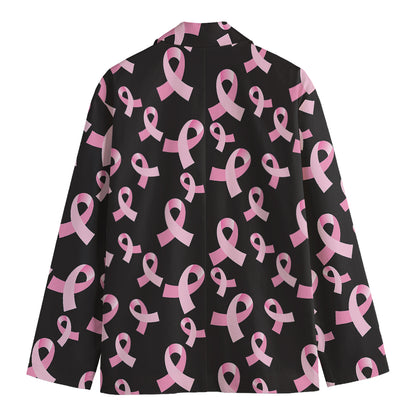 Pink Breast Cancer Ribbon Pattern Print Men's Blazer
