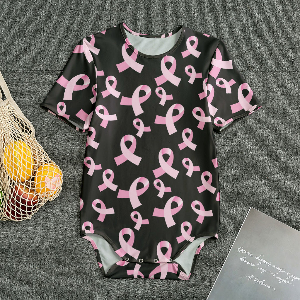 Pink Breast Cancer Ribbon Pattern Print Men's Bodysuit