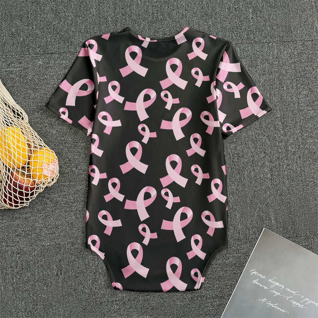 Pink Breast Cancer Ribbon Pattern Print Men's Bodysuit