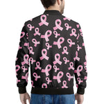 Pink Breast Cancer Ribbon Pattern Print Men's Bomber Jacket