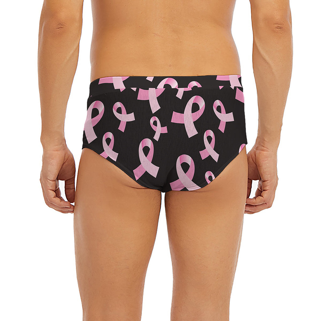 Pink Breast Cancer Ribbon Pattern Print Men's Briefs