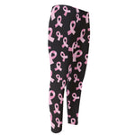 Pink Breast Cancer Ribbon Pattern Print Men's Compression Pants