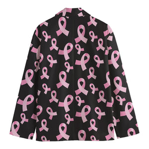 Pink Breast Cancer Ribbon Pattern Print Men's Cotton Blazer