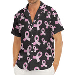 Pink Breast Cancer Ribbon Pattern Print Men's Deep V-Neck Shirt