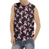Pink Breast Cancer Ribbon Pattern Print Men's Fitness Tank Top