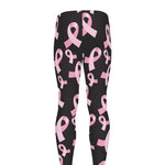Pink Breast Cancer Ribbon Pattern Print Men's leggings