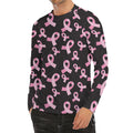 Pink Breast Cancer Ribbon Pattern Print Men's Long Sleeve Rash Guard