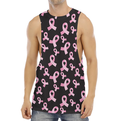Pink Breast Cancer Ribbon Pattern Print Men's Muscle Tank Top