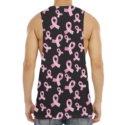 Pink Breast Cancer Ribbon Pattern Print Men's Muscle Tank Top