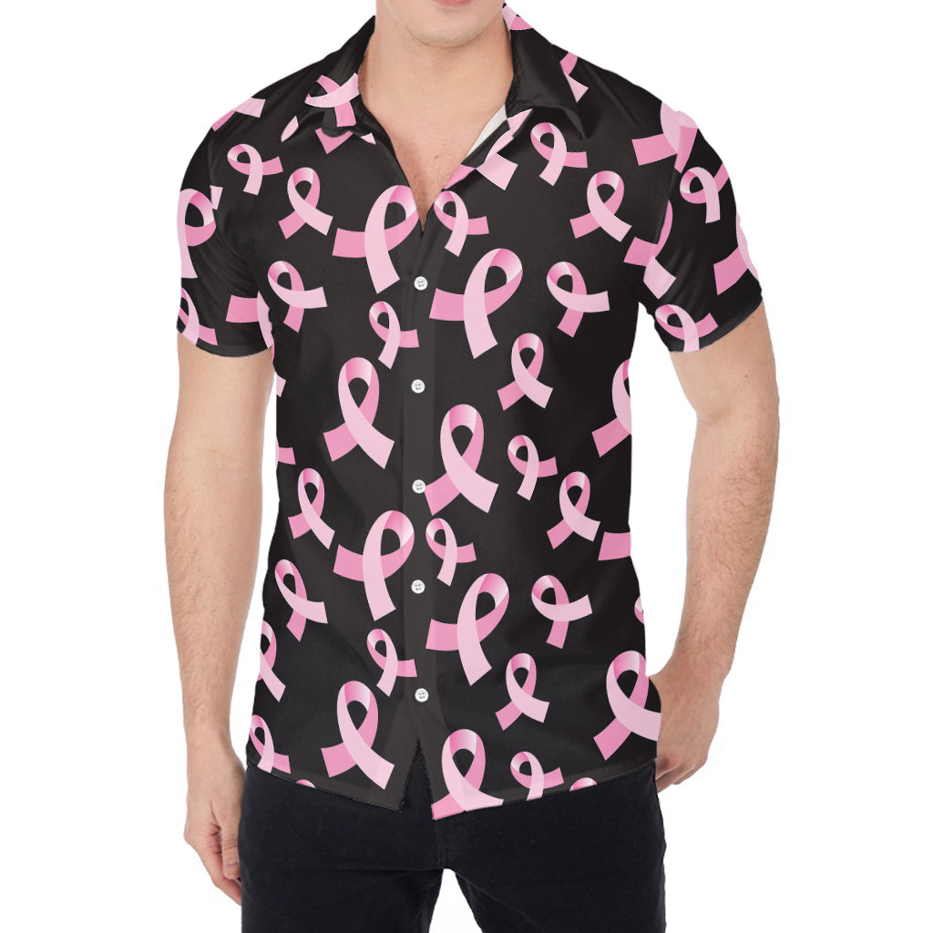 Pink Breast Cancer Ribbon Pattern Print Men's Shirt