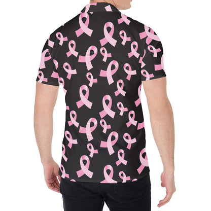 Pink Breast Cancer Ribbon Pattern Print Men's Shirt