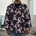 Pink Breast Cancer Ribbon Pattern Print Men's Shirt Jacket
