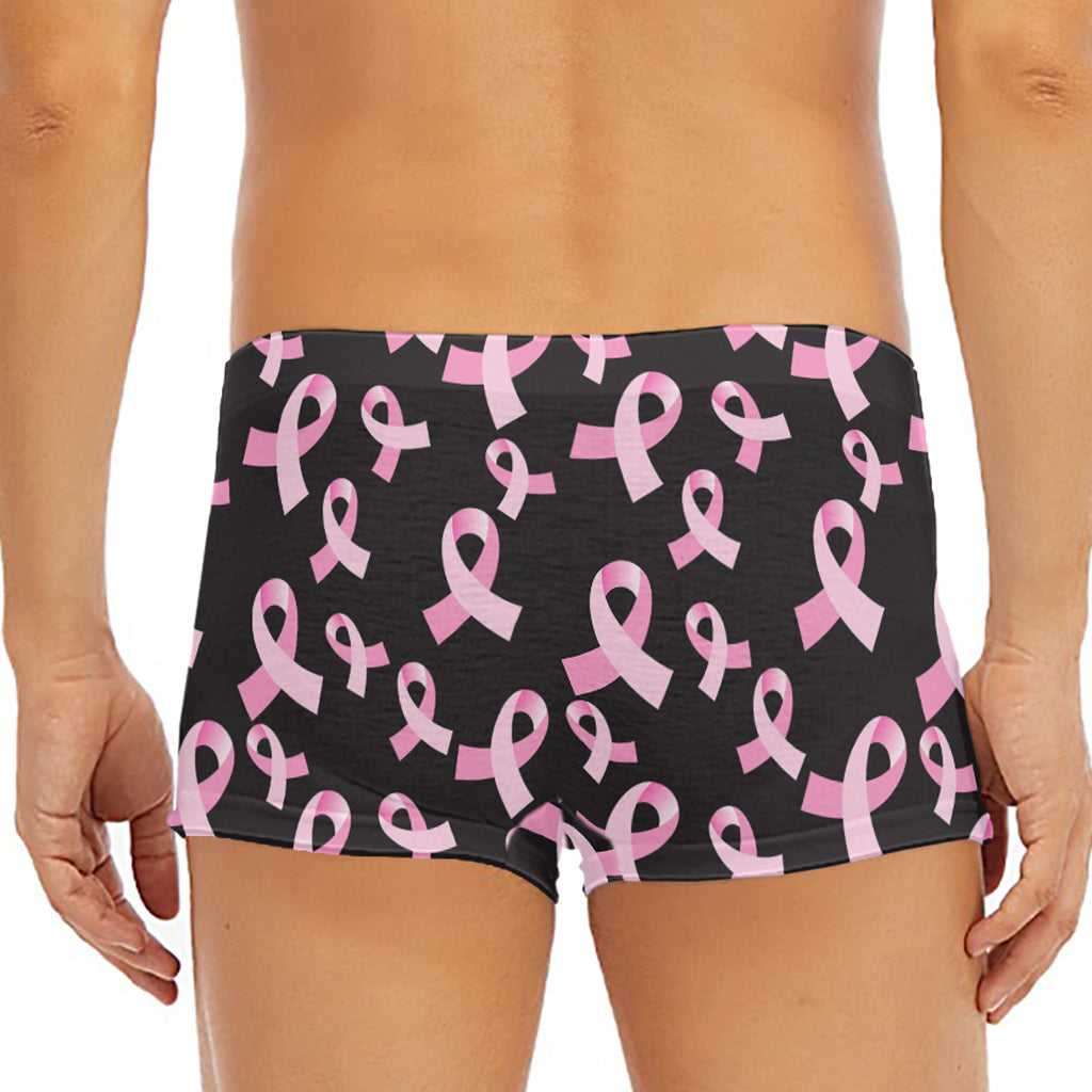 Pink Breast Cancer Ribbon Pattern Print Men's Short Boxer Briefs
