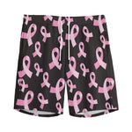 Pink Breast Cancer Ribbon Pattern Print Men's Sports Shorts