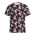 Pink Breast Cancer Ribbon Pattern Print Men's Athletic T-Shirt