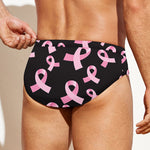 Pink Breast Cancer Ribbon Pattern Print Men's Swim Briefs