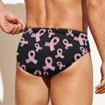 Pink Breast Cancer Ribbon Pattern Print Men's Swim Briefs