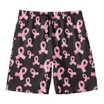 Pink Breast Cancer Ribbon Pattern Print Men's Swim Trunks