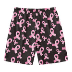 Pink Breast Cancer Ribbon Pattern Print Men's Swim Trunks