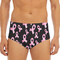 Pink Breast Cancer Ribbon Pattern Print Men's Triangle Swim Briefs