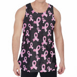 Pink Breast Cancer Ribbon Pattern Print Men's Velvet Tank Top