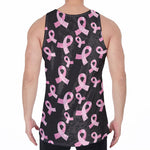 Pink Breast Cancer Ribbon Pattern Print Men's Velvet Tank Top