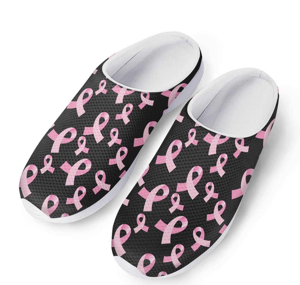 Pink Breast Cancer Ribbon Pattern Print Mesh Casual Shoes