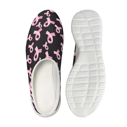 Pink Breast Cancer Ribbon Pattern Print Mesh Casual Shoes