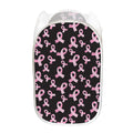 Pink Breast Cancer Ribbon Pattern Print Mesh Laundry Hamper