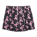 Pink Breast Cancer Ribbon Pattern Print Mesh Shorts