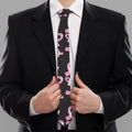 Pink Breast Cancer Ribbon Pattern Print Necktie