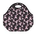 Pink Breast Cancer Ribbon Pattern Print Neoprene Lunch Bag