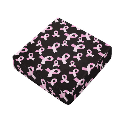 Pink Breast Cancer Ribbon Pattern Print Outdoor Seat Cushion Cover