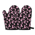 Pink Breast Cancer Ribbon Pattern Print Oven Mitts