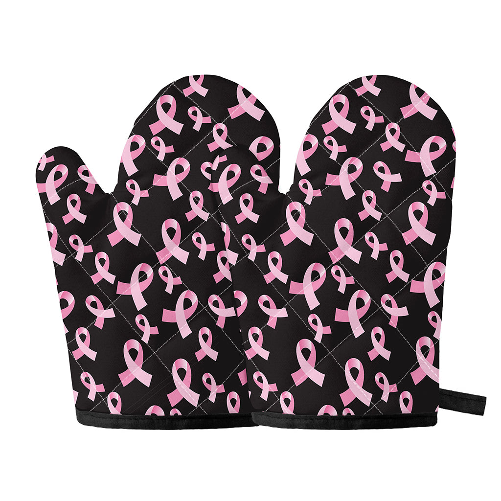 Pink Breast Cancer Ribbon Pattern Print Oven Mitts