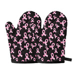 Pink Breast Cancer Ribbon Pattern Print Oven Mitts