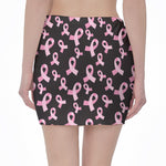 Pink Breast Cancer Ribbon Pattern Print Pencil Mini Skirt