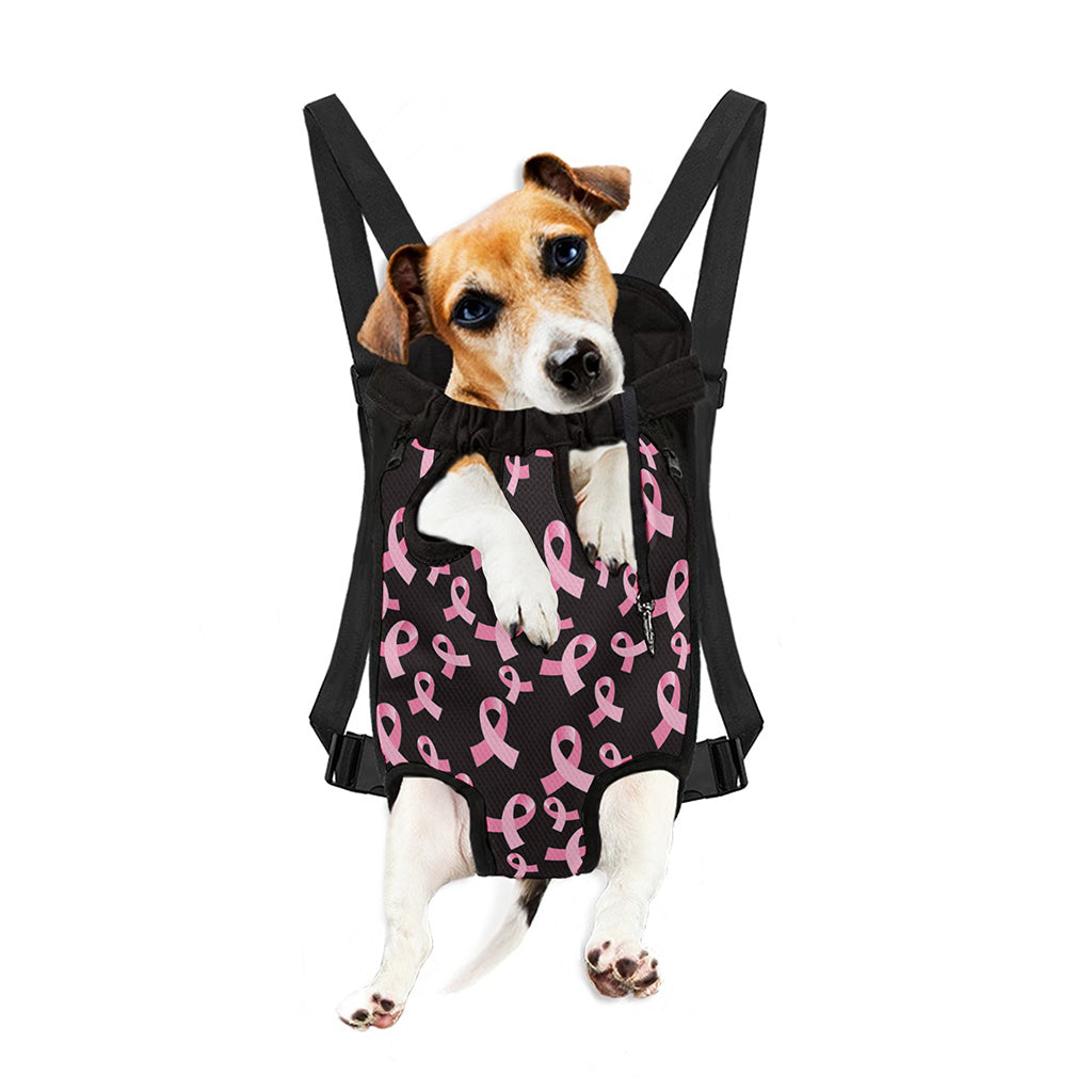 Pink Breast Cancer Ribbon Pattern Print Pet Carrier Backpack