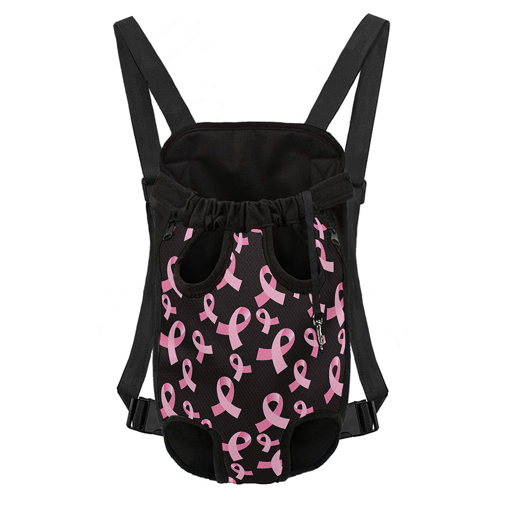 Pink Breast Cancer Ribbon Pattern Print Pet Carrier Backpack