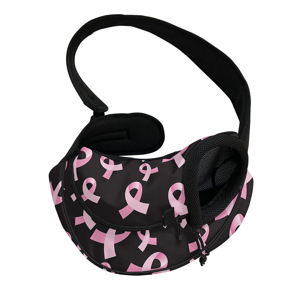 Pink Breast Cancer Ribbon Pattern Print Pet Sling Carrier