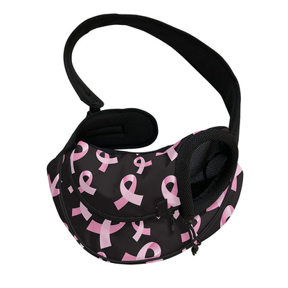 Pink Breast Cancer Ribbon Pattern Print Pet Sling Carrier