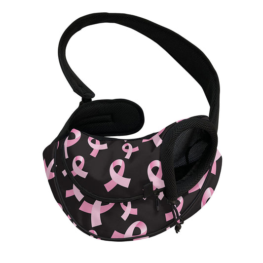 Pink Breast Cancer Ribbon Pattern Print Pet Sling Carrier