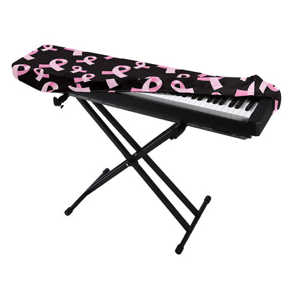 Pink Breast Cancer Ribbon Pattern Print Piano Keyboard Cover
