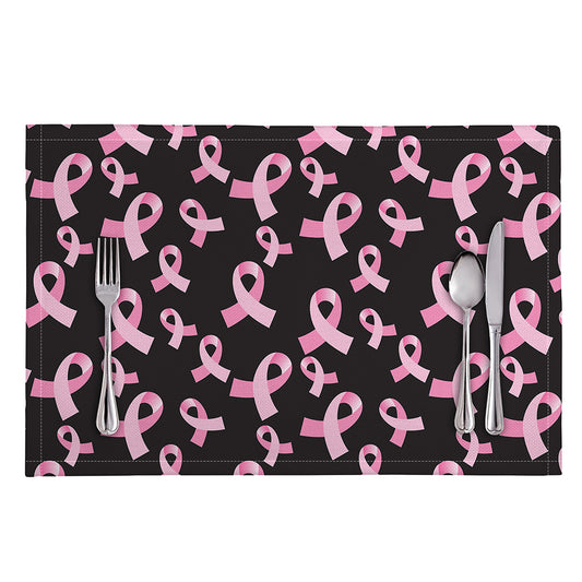 Pink Breast Cancer Ribbon Pattern Print Placemat