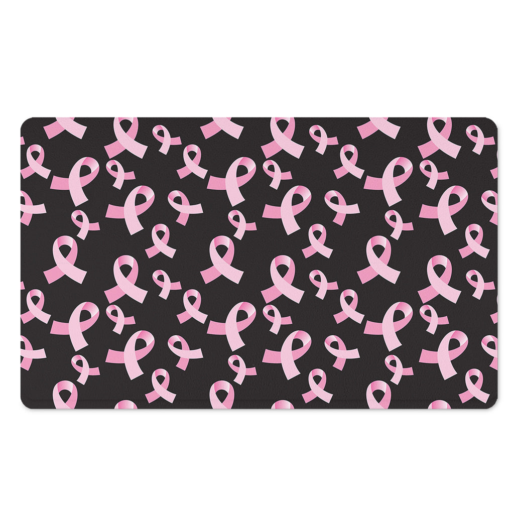 Pink Breast Cancer Ribbon Pattern Print Polyester Doormat