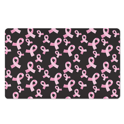 Pink Breast Cancer Ribbon Pattern Print Polyester Doormat