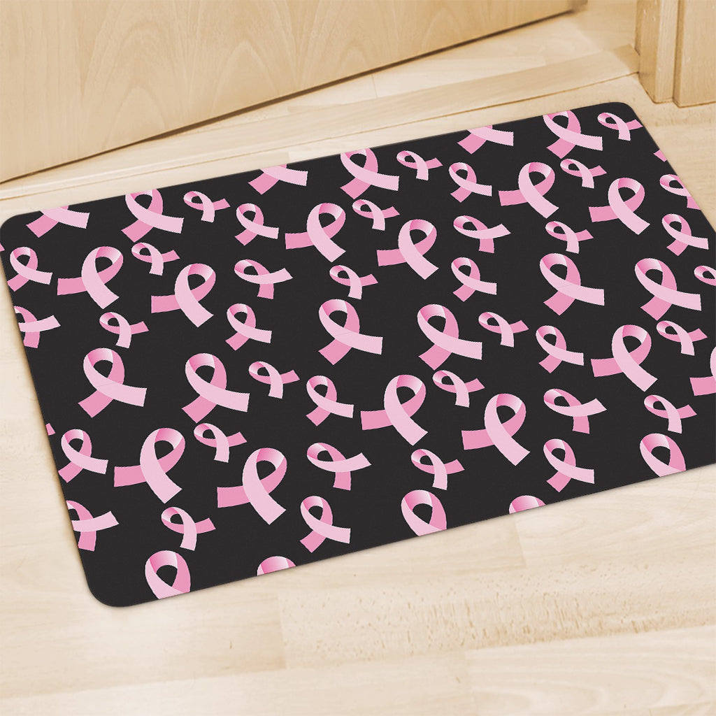 Pink Breast Cancer Ribbon Pattern Print Polyester Doormat