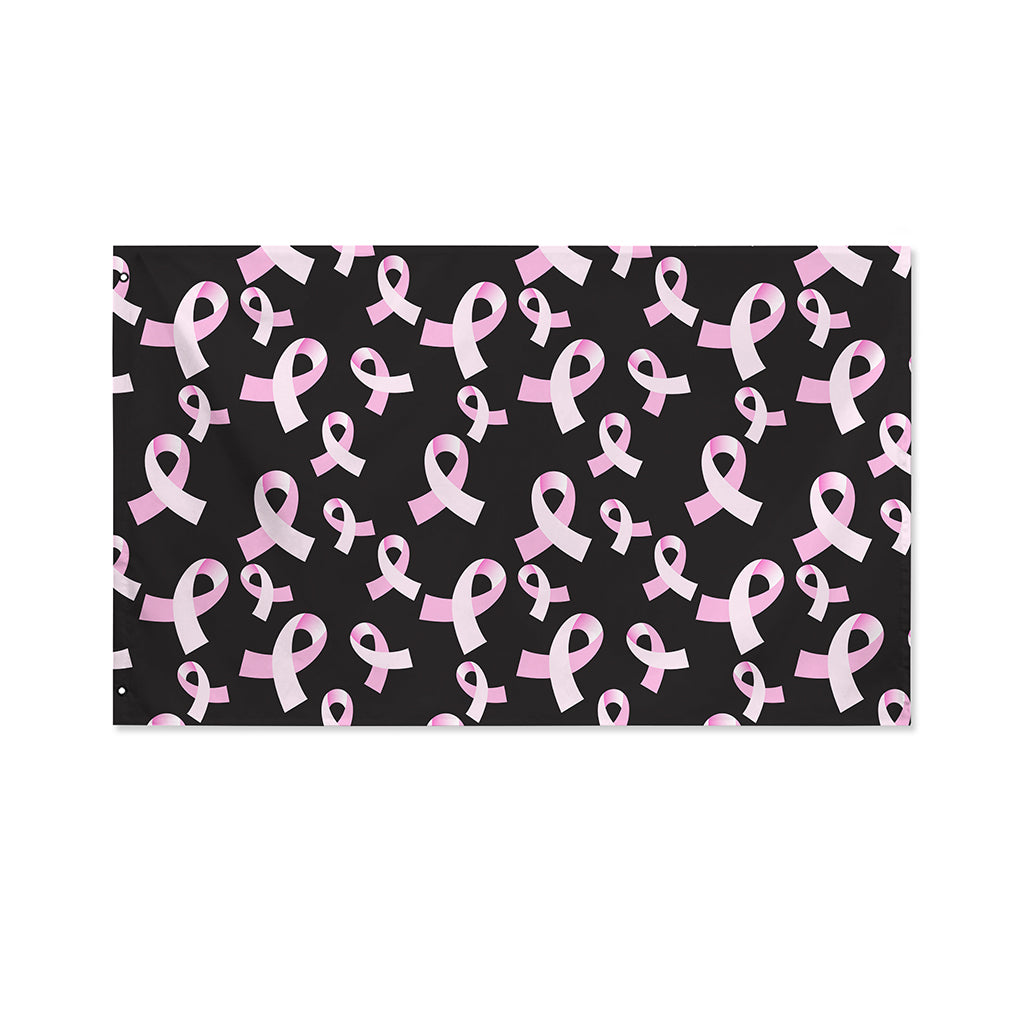 Pink Breast Cancer Ribbon Pattern Print Polyester Flag